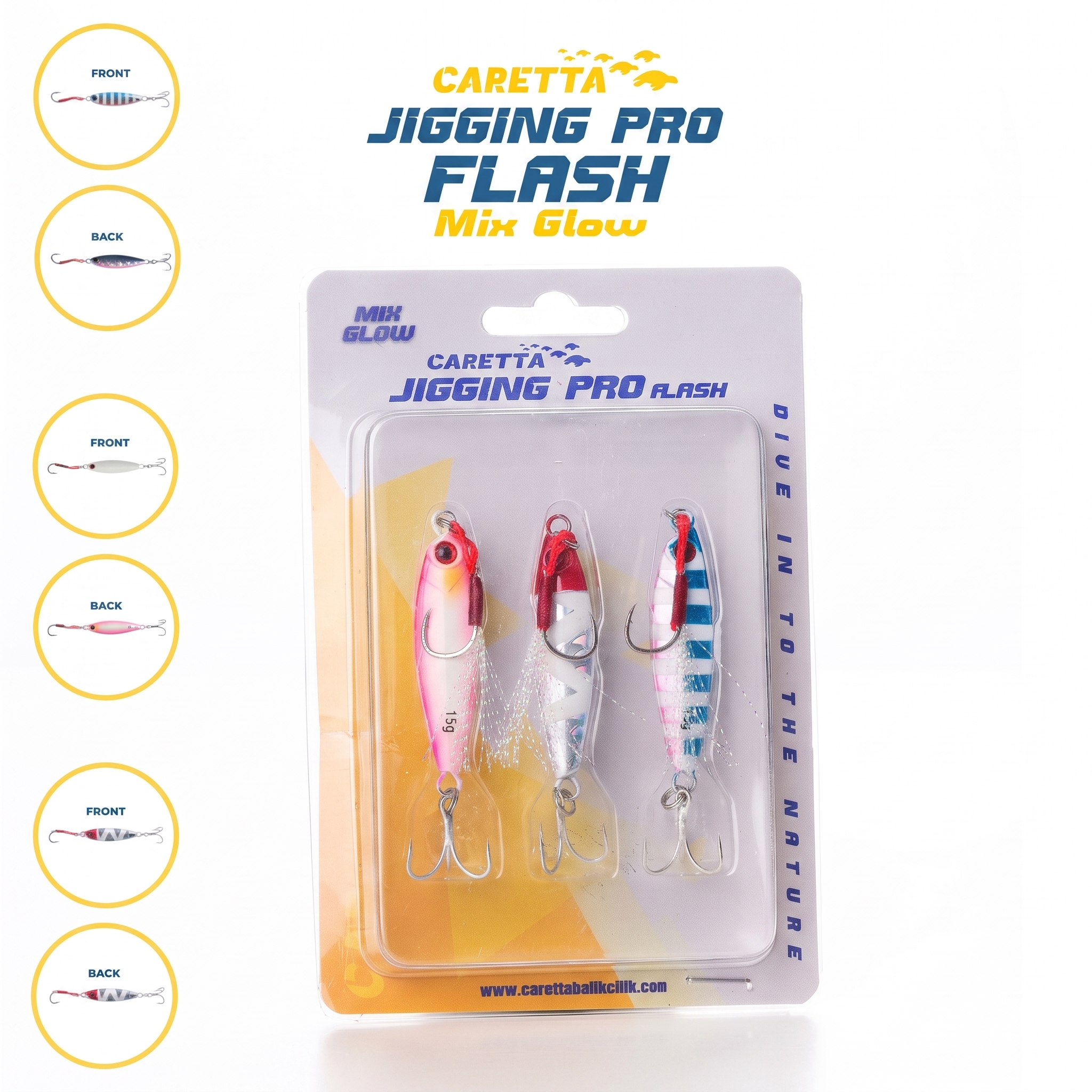 CARETTA Jigging Pro Flash Mix Glow Jig Yem (3'lü Paket)